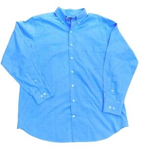 100% Cotton Luxury Blue ROCHESTER Button Down Dress Shirt Mens 16 1/2 34/35